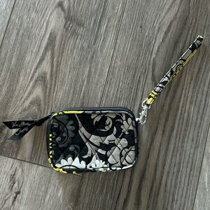Vera Bradley Black, Gray & Yellow Quilted Wristlet